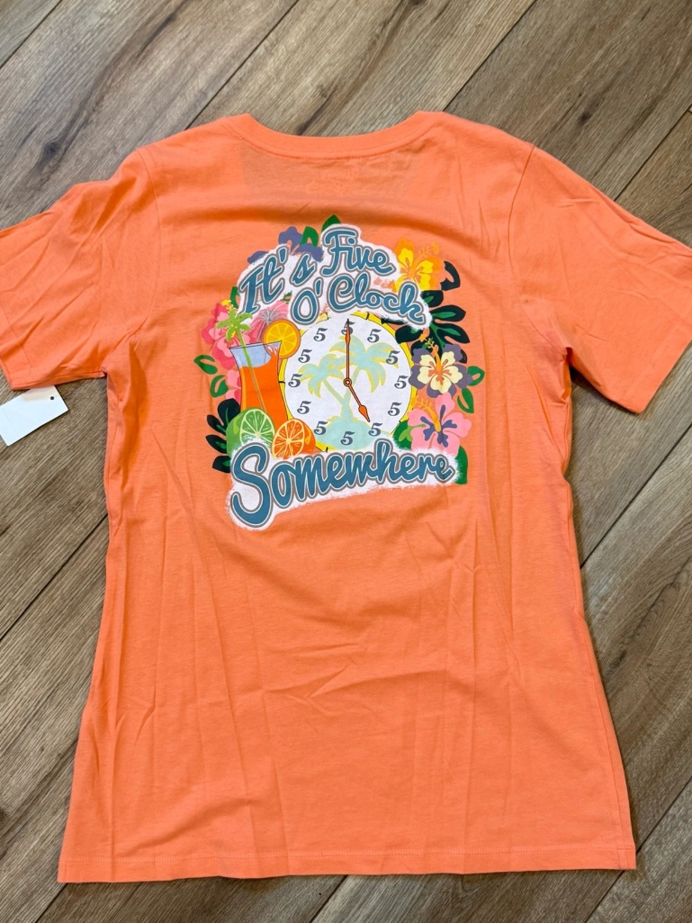 Margaritaville Orange V-Neck Short Sleeve Tee with Small Embroidered Logo - Picture 4 of 4
